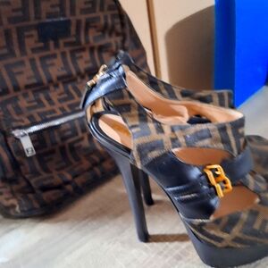 Fendi Sandal and Backpack Brown
